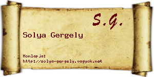 Solya Gergely névjegykártya